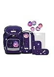 ergobag pack Set ergonomischer Schulrucksack, Set 6-teilig, Bärgasus - Lila, Einheitsgröße
