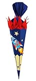 goldbuch 97707 Schultüten-Bastelset, Raumschiff, stabiler Karton, Zuckertüte 70cm, Schultüte zur Einschulung und Schulanfang, inklusive 2 Krepp-Rollen + 1 Chenilledraht, Blau