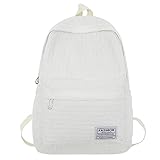 YIGEBAG Sport-Rucksack, plissiert, Studenten-Rucksack, großes Fassungsvermögen, Nylon, einfach, verstellbarer Riemen, modisch, niedlich for Outdoor-Sport, weiß
