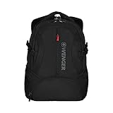 WENGER Transit Laptop-Rucksack mit Tablet-Fach, Notebook bis 16 Zoll, Tablet bis 10 Zoll, Organizer, 27 l, Damen Herren, Büro Business-Reisen Uni, Schwarz, 600636