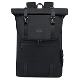 LOVEVOOK Rucksack Damen Herren groß Wasserdichter Laptop Rucksack 17,3 Zoll Rolltop Rucksäcke Schulrucksack für Uni Arbeit Reisen, Schwarz