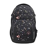 Coocazoo Schulrucksack PORTER, Sprinkled Candy, schwarz-rosa, ergonomischer & anpassbarer Tornister, mit Brustgurt & Hüftgurt, leicht & individuell, ab der 3. Klasse