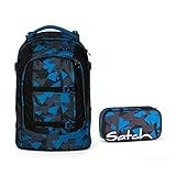 Satch Pack by Ergobag - 2tlg. Set Schulrucksack (+SchlamperBox Etui) - Blue Triangle