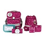 SCHOOL-MOOD - Schulranzen Set Hase, 7-teilig - Timeless Air+ - ergonomischer Schulranzen Jungen & Mädchen - Schultasche für Kinder in der 1. bis 4. Klasse - Hannah (Hase)