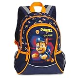 Personalisierter Kindergartenrucksack Paw Patrol - Rucksack Kinder Jungen Chase mit Namen - Freizeitrucksack Kindergarten Kita mit seitlichen Netztaschen Vordertasche