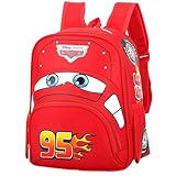 HOBTOP Cars Lightning Rucksack Kinder,Rucksack Kinderrucksack Auto,Kindergartenrucksack Backpack Schulrucksack, Schulranzen für Jungen Mädchen Unisex von 3-8 Jahren,34 x 29x 13cm