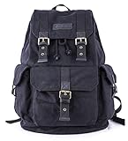 Gootium Canvas Rucksack - Vintage Outdoor Rucksack Reise Tagesrucksack, Farbe: Schwarz, L, Casual