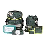 SCHOOL-MOOD - Schulranzen Set Dinosaurier, 7-teilig - Timeless Air+ - ergonomischer Schulranzen Jungen & Mädchen - Schultasche für Kinder in der 1. bis 4. Klasse - Daniel (Dinosaurier)