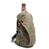 Neuleben Wasserdicht Schulterrucksack aus Canvas Vintage Unisex Herren Klein Sling Rucksack Schultertasche Umhängetasche Outdoor Sport Freizeit (Grün)