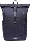 KAUKKO RollTop Rucksack Schicker und Stylish Backpack für Schule, Uni, Beruf und Reise mit Laptopfach & Anti Diebstahl für den täglichen Gebrauch, Schwarz