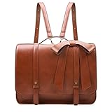 ECOSUSI Aktentasche Damen Umhängetasche Laptoptasche 14,7 Zoll Laptop Rucksack Damen Vintage Schultertasche Damen Handtasche Braun