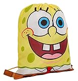 SPONGEBOB SQUAREPANTS Kinder Turnbeutel Jungen Mädchen Kordelzug Schule Schwimmen Mittagessen Tasche, gelb, One size