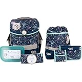 SCHOOL-MOOD - Schulranzen Set Katze, 7-teilig - Timeless Air+ - ergonomischer Schulranzen Jungen & Mädchen - Schultasche für Kinder in der 1. bis 4. Klasse - Lina (Kätzchen)