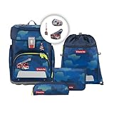 Step by Step Schulranzen-Set CLOUD Fire Engine Brandon, 5-teilig, blau, Feuerwehr, ergonomischer Tornister mit Reflektoren, höhenverstellbar mit Hüftgurt, ab der 1. bis 4. Klasse, 19l