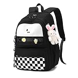 JANSBEN Schul Rucksack Schulranzen Jungen Schulrucksack mädchen Schultasche Sporttasche Backpack für Teenager Ranzen höhenverstellbar Viele Fächer Laptopfach Schwarz Nylon(21L)