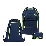satch Pack Schulrucksack Set 3tlg. mit Schlamperbox und Sportbeutel (Toxic Yellow)