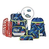 Step by Step Schulranzen-Set 2IN1 PLUS „Police Car Cody“ 6-teilig, ergonomischer Tornister, höhenverstellbar mit Hüftgurt, für die Grundschule, ab der 1. Klasse, 19L, blau-gelb