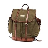 DRAKENSBERG Rucksack 'Henry' aus Canvas, Leder für Herren, Damen, Wanderruck im alpinen Vintage-Design, 30L - Oliv-Grün, DR00127