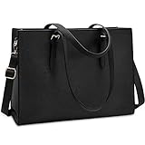 NUBILY Handtasche Shopper Damen Große Schwarz Handtasche Leder Umhängetasche Arbeitstasche Gross Laptop Business Schule Taschen 15.6 Zoll