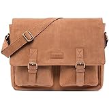 LEABAGS Messenger Bag Männer Vintage, Cambridge Echtleder Herren Umhängetaschen Aktentasche Herren & Damen Leder Laptoptasche Groß bis 15 Zoll Umhängetasche mit Schultergurt
