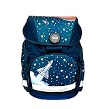 FUNKI Schulrucksack Set, 4-teilig, Grundschul-Starter-Set für Mädchen und Jungen, Komplett-Set aus Schultasche, Etui, Rundbeutel und Turnbeutel mit Raketenmotiv, Polyester, Joy-Bag Space