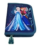 Theonoi Kinder Federmäppchen Federtasche Federmappe Mäppchen Etui 2 Fach Doppeldecker Schüleretui Stifteetui gefüllt Federpenal Schulzubehör Einschulung Mädchen (Frozen II)