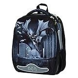 Baagl Schulranzen Jungen 1. Klasse, Shelly Schultasche Jungs Grundschule, Leichter Kinder Hartschalen-Ranzen, Tornister mit Brustgurt (Batman Dark City)