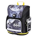 Baagl Schulranzen Jungen für 1. Klasse, Ergo Schultasche Jungs Grundschule, Leichter Kinder Ranzen Tornister Schulrucksack mit Brustgurt (Batman Storm)