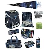 Familando Jungen Schulranzen 1. Klasse · Scooli Easy Fit Schultasche · ergonomisch & leicht · Schulranzenset für Jungs und Mädchen (10-teiliges Set mit Schultüte, Star Wars Dunkelgrau)