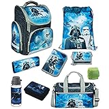 Star Wars Classic Schulranzen-Set 9tlg. Modell CLOU Ranzen 1. Klasse | Schultasche mit Sporttasche | Blau | Regenschutz