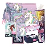 Einhorn Unicorn Pferd Pony Horse 9 Teile Set Schulranzen Schultasche Ranzen Tornister Federmappe Schultüte 85 cm mit Sticker-von-Kids4shop