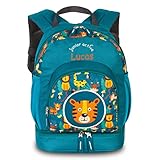 minimutz Kinderrucksack Jungen Mädchen | Personalisiert mit eigenem Namen | Freizeitrucksack Wanderrucksack Kinder | Safari Jungle Tiger in türkis
