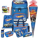 Generisch Hot Wheels - Auto - SCOOLI Undercover EasyFit Schulranzen-Set 10tlg. mit Sporttasche, Schultüte,Brotdose, Trinkflasche - Hot Wheel Auto Gratis Dazu