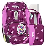 ergobag Schulrucksack-Set ERG-SET-001-907 6-tlg Bärlissima lila blumen, Farbe:907 Bärlissima lila blumen