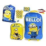 5-teiliges Minions Kinder Koffer-set, Hochwertiges Reisegepäck und Taschen, Minion-Motiv, Trolley, Schulranzen, Turnbeutel, Umhängetasche, Portmonee, Geldbörse für Sport, Urlaub und Schulausflüge