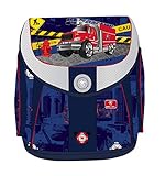Belmil Mister Firetruck Schulranzen Set 26 - teilig ergonomischer Schulranzen Jungen - Super Leicht 860-950 g Grundschule Feuerwehr