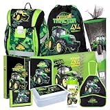 Traktor Schulranzen Set 10 Teile Ranzen Tornister Tasche Federmappe mit Sticker-von-Kids4shop Schultüte 85 cm Blau