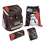 Undercover Schulranzen Set 5-TLG Jungen 1. Klasse Grundschule | Mit personalisiertem Inhalt Turnbeutel Federmappe mit Name | Motiv Star Wars in schwarz