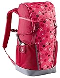 VAUDE Kinderrucksack Mädchen Puck rosa, komfortabler Wanderrucksack Kinder 14L, Wetterfester Schulrucksack mit Regenhülle & Lupe, viel Stauraum