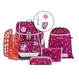 Step by Step Schulranzen-Set 2IN1 Plus „Fairy Freya“ 6-teilig, ergonomischer Tornister, höhenverstellbar mit Hüftgurt, für die Grundschule, ab der 1. Klasse, 19L, rosa, Feen-Design