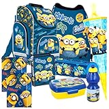 Minions 9 Teile Set Schulranzen Schultüte 85 cm Ranzen Federmappe Tornister mit Sticker-von-Kids4shop Blau