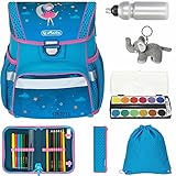 Herlitz Schulranzenset Mädchen Jungen Kinder Ranzen Schultasche Schulmappe Tasche Schule leicht Loop Plus, 7 Teile Set Auswahl +elfk (Moon Lady 2471)