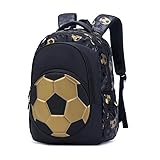 Amacigana Schulrucksack Mädchen Teenager Grundschüler 1-3 Klasse Fußball Rucksäcke,Große Kapazität Schulranzen, Wasserdichter Leichter Rucksack Für Jungen (Black,40 * 19 * 29cm)