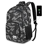 YAMTION Herren Rucksack,Schulrucksack Jungen Teenager mit mit USB-Ladeanschluss für Reisen Camping Schule Arbeit Büro