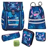 Familando McNeill Mädchen Schulranzen 1. Klasse · Disney Lilo & Stitch · ergonomischer Tornister · Schultasche im Set (6-teilig mit Federmappe)