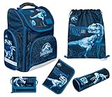 Undercover - Jurassic World Schulranzen Set Clou - 1. Klasse Grundschule - mehrteiliges Set mit Geldbeutel, Sportbeutel, Schlamperetui und Schüleretui - Jungen