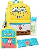 SPONGEBOB SQUAREPANTS Kinder-Rucksack, Patrick Gary, Federmäppchen, Logo, Wasserflasche, Blau/Gelb, mehrfarbig, Einheitsgröße