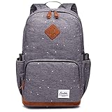 Kaukko Damen Rucksack Studenten Backpack Laptop College Schulrucksack Reiseeucksack, (05) Grau, Large