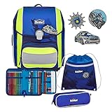 Scout Genius DIN - Schulranzen Set 4 tlg. mit Turnbeutel Blue Police, Einheitsgröße