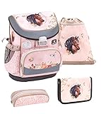 Belmil ergonomischer Schulranzen Set 4 -teilig für Mädchen 1, 2 Klasse Grundschule/Super Leicht 800-860 g/Brustgurt / (405-33 Horse Chestnut)